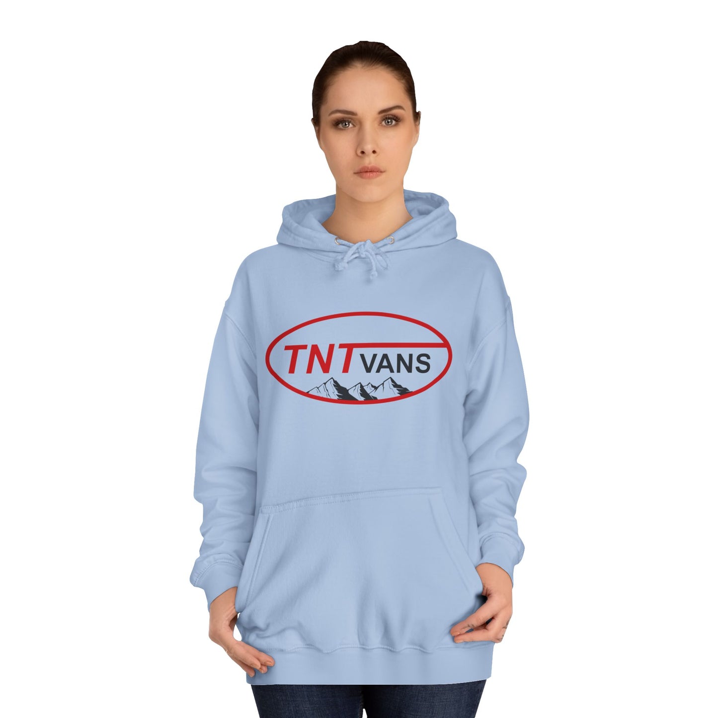 Unisex College Hoodie with Retro TNTVANS Logo, Casual Wear, College Life Hoodie, Perfect for Students, Gift for Graduates & Friends