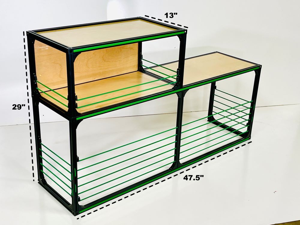 camper van wheel well shelving diy