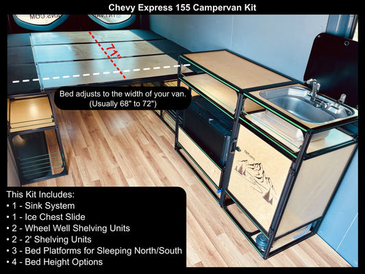 chevy express gmc savanah camper van bed kitchen diy kit