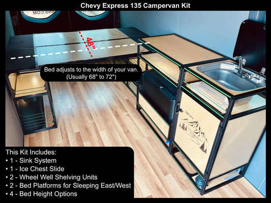 chevy express 135 gmc savanah camper van bed kitchen diy kit