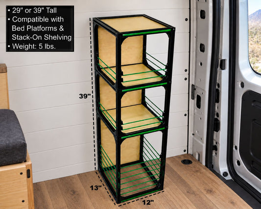 van small shelving for camper van diy conversion