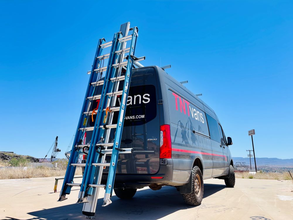 double drop down ladder rack on sprinter van