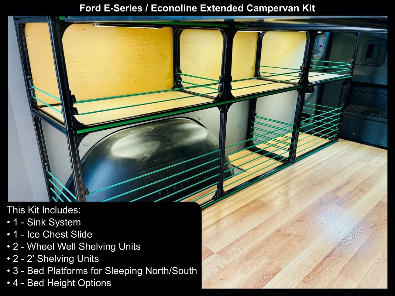 ford econoline camper van conversion bed kitchen kit, right