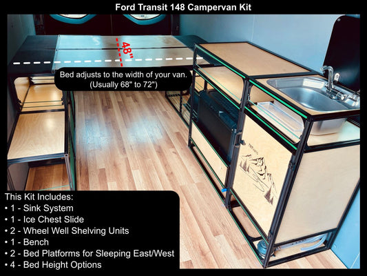 Ford Transit 148 camper van bed kitchen diy