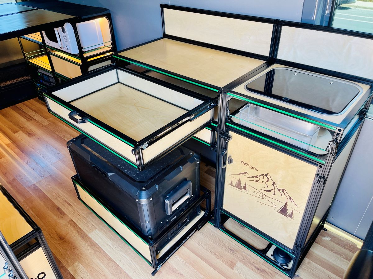 Van Kitchen - Sink, Tanks, Pump, Ice Chest Slide - Camper Van Conversion DIY Kit