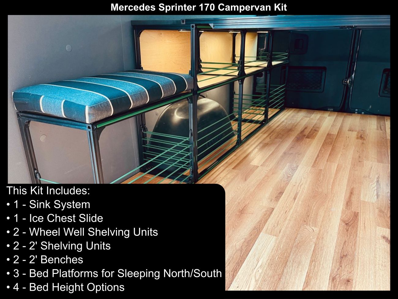 mercedes sprinter van 170 camper bed kitchen kit, right