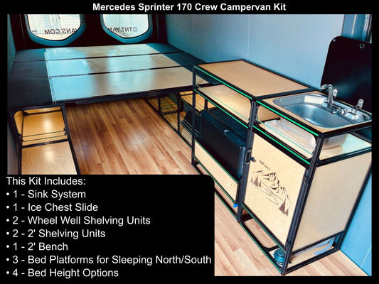 mercedes sprinter van 170 crew camper bed kitchen kit