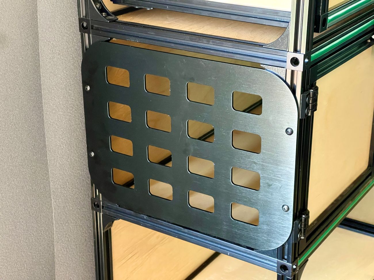 side MOLLE block of panels for shelving in campervan - flat side