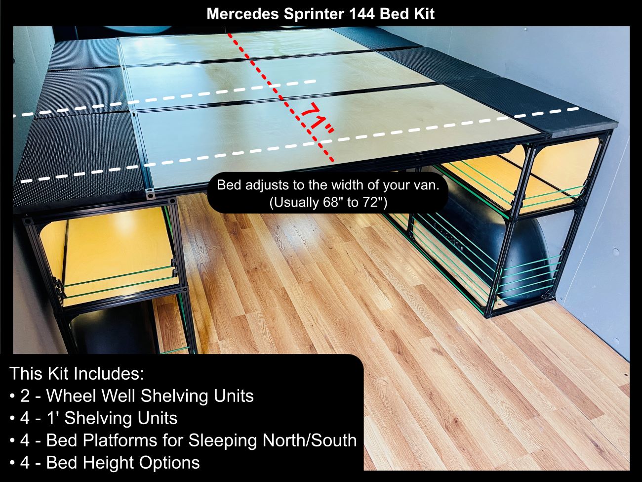 mercedes sprinter van 144 bed diy kit