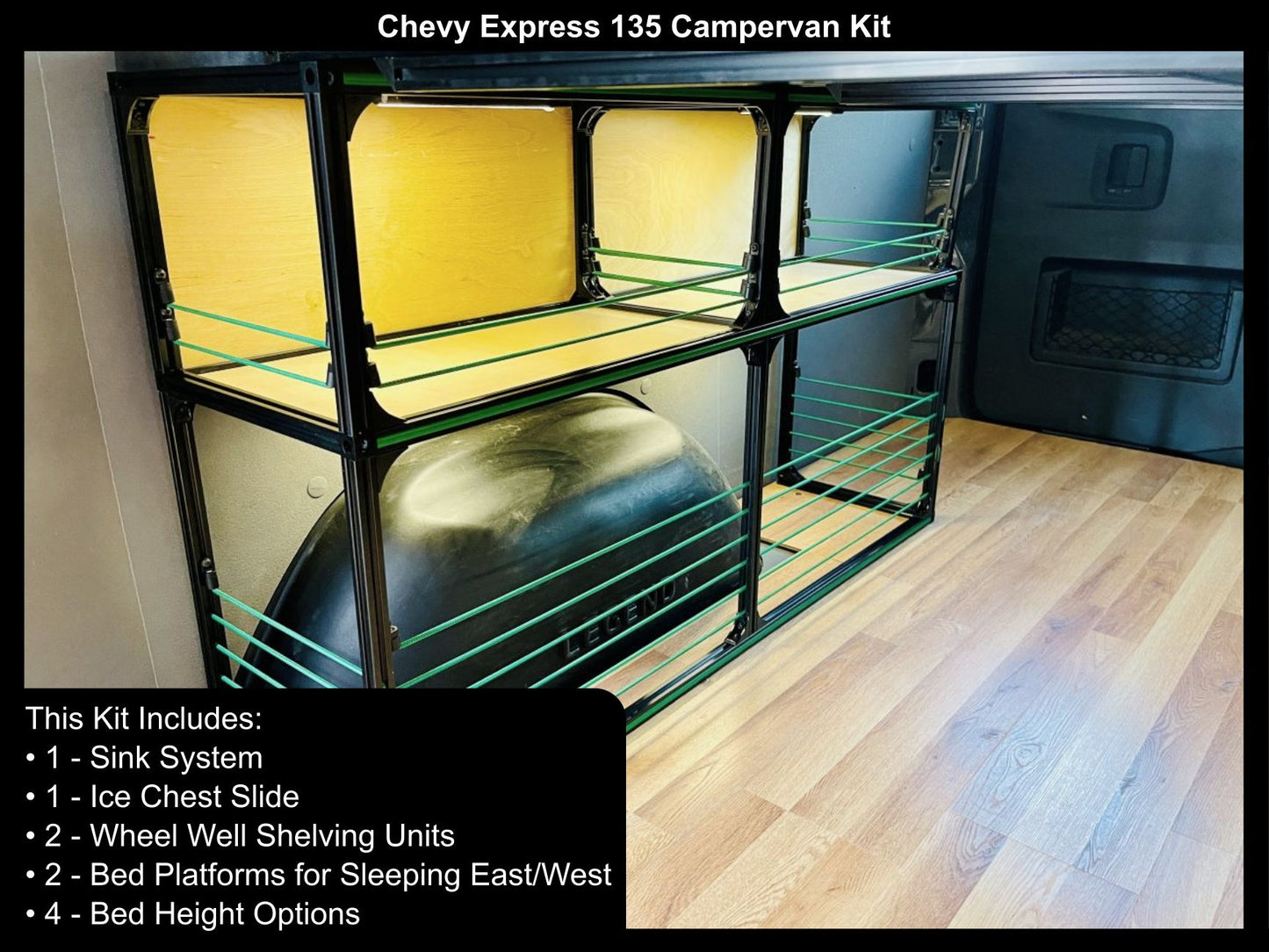 chevy express 135 gmc savanah camper van bed kitchen diy kit