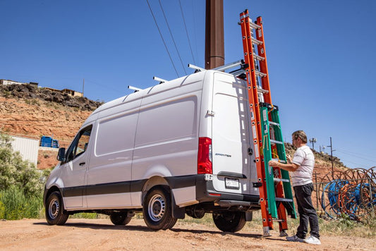 mercedes sprinter van drop down ladder rack safest vertical loading