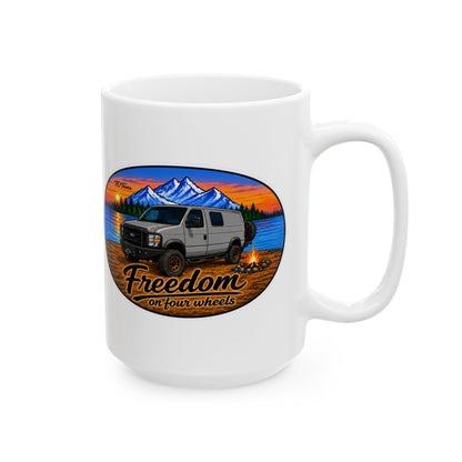 Ford Econoline Freedom on Four Wheels Ceramic Mug, (11oz, 15oz)