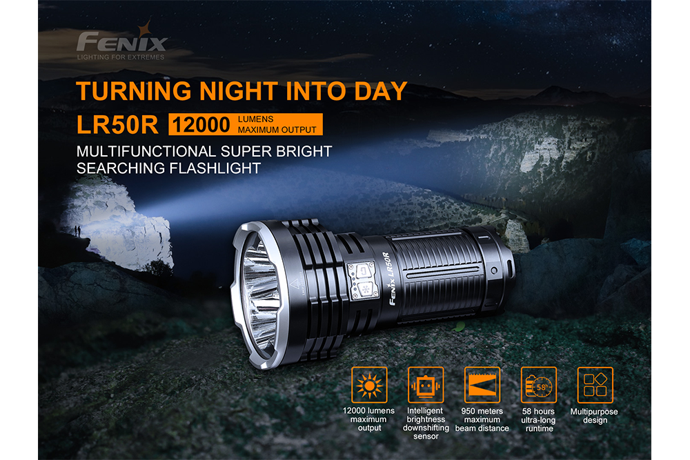 Fenix LR50R Multifunctional LED Search Light - 12000 Lumens