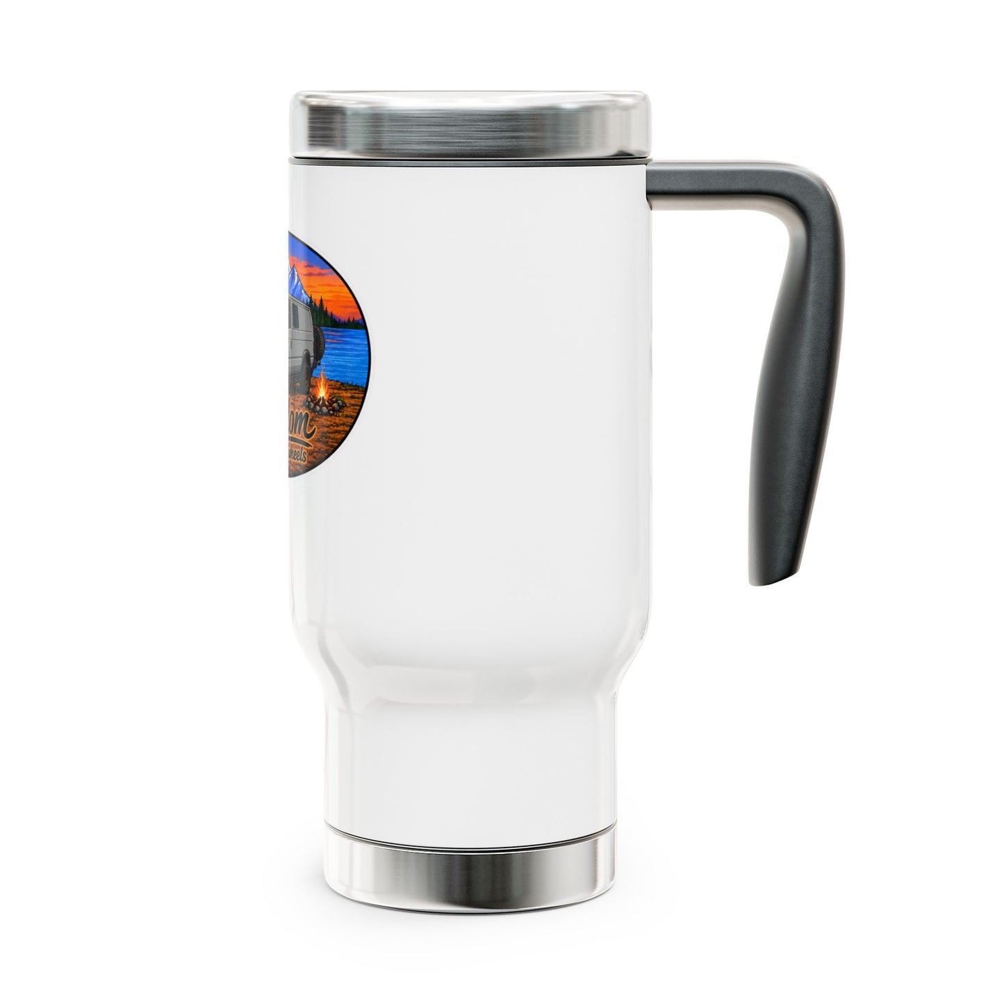Ford Econoline Merchandise Freedom on Four Wheels Stainless Steel Travel Mug with Handle, 14oz