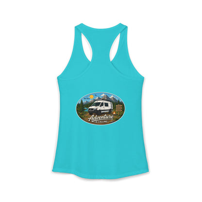 Mercedes Sprinter Merchandise Adventure is Calling Women's Ideal Racerback Tank