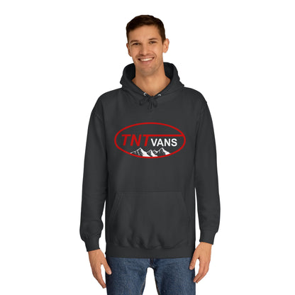 Unisex College Hoodie with Retro TNTVANS Logo, Casual Wear, College Life Hoodie, Perfect for Students, Gift for Graduates & Friends