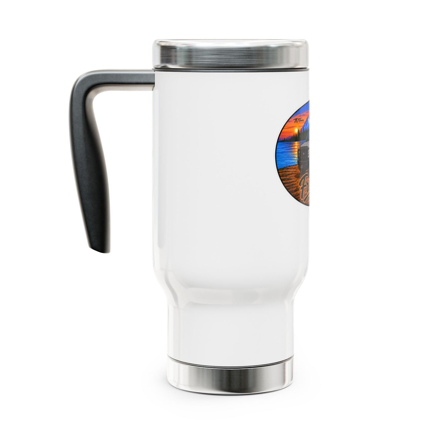 Ford Econoline Merchandise Freedom on Four Wheels Stainless Steel Travel Mug with Handle, 14oz