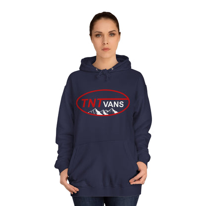 Unisex College Hoodie with Retro TNTVANS Logo, Casual Wear, College Life Hoodie, Perfect for Students, Gift for Graduates & Friends