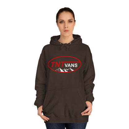 Unisex College Hoodie with Retro TNTVANS Logo, Casual Wear, College Life Hoodie, Perfect for Students, Gift for Graduates & Friends