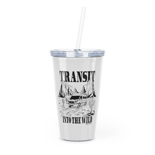 Ford Transit Merchandise Into The Wild Plastic Tumbler with Straw