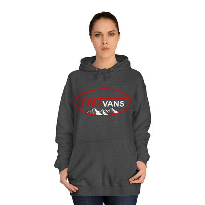 Unisex College Hoodie with Retro TNTVANS Logo, Casual Wear, College Life Hoodie, Perfect for Students, Gift for Graduates & Friends