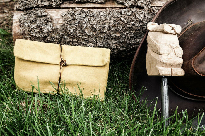 Handmade Waxed Canvas Bushcraft Roll Pouch For Pipe Tobacco Stove EDC  (Various Colors)