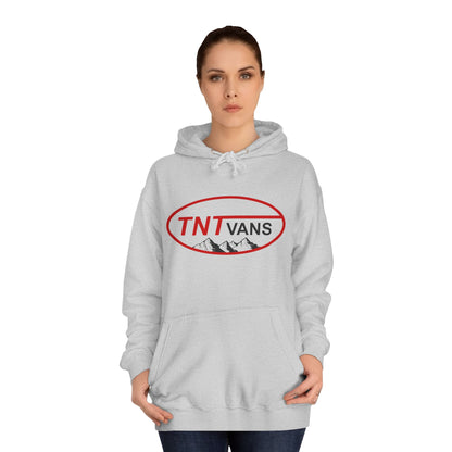 Unisex College Hoodie with Retro TNTVANS Logo, Casual Wear, College Life Hoodie, Perfect for Students, Gift for Graduates & Friends