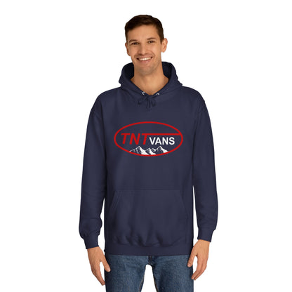 Unisex College Hoodie with Retro TNTVANS Logo, Casual Wear, College Life Hoodie, Perfect for Students, Gift for Graduates & Friends