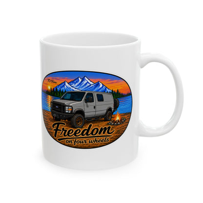 Ford Econoline Freedom on Four Wheels Ceramic Mug, (11oz, 15oz)
