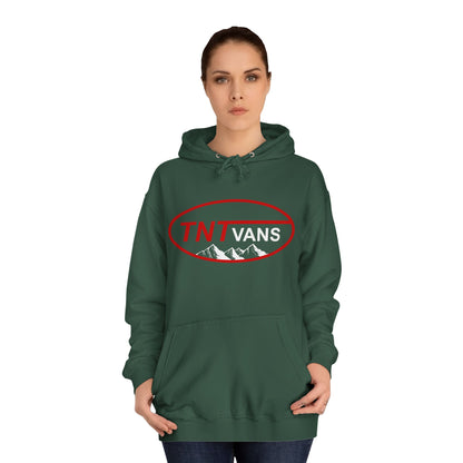 Unisex College Hoodie with Retro TNTVANS Logo, Casual Wear, College Life Hoodie, Perfect for Students, Gift for Graduates & Friends