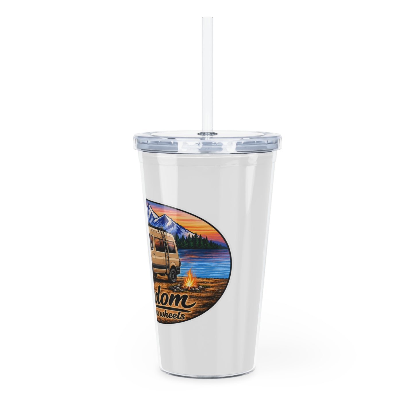 Mercedes Sprinter Freedom on Four Wheels Plastic Tumbler with Straw