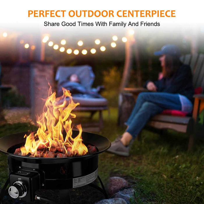 Camplux Outdoor Propane Fire Pit with Cover and Carry Kit, Auto-Ignition