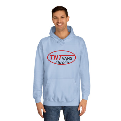 Unisex College Hoodie with Retro TNTVANS Logo, Casual Wear, College Life Hoodie, Perfect for Students, Gift for Graduates & Friends