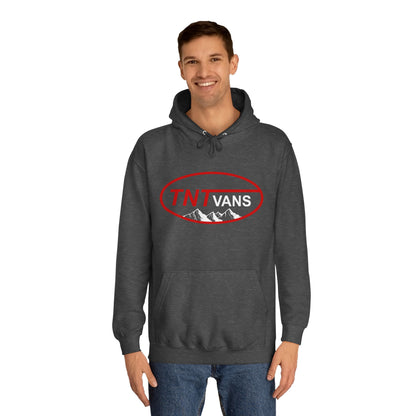 Unisex College Hoodie with Retro TNTVANS Logo, Casual Wear, College Life Hoodie, Perfect for Students, Gift for Graduates & Friends