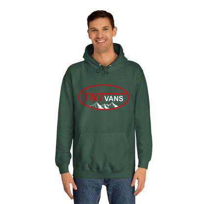 Unisex College Hoodie with Retro TNTVANS Logo, Casual Wear, College Life Hoodie, Perfect for Students, Gift for Graduates & Friends