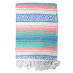 Mint, Blue & Coral Peach Mexican Falsa Blanket