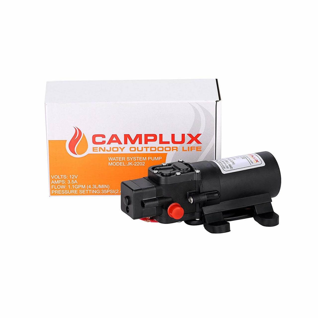 Camplux 12V Water Pump 35PSI DC 1.2GPM 4.3LPM Diaphragm for Caravan RV Marine Fishing Boat