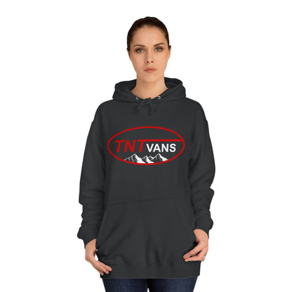 Unisex College Hoodie with Retro TNTVANS Logo, Casual Wear, College Life Hoodie, Perfect for Students, Gift for Graduates & Friends