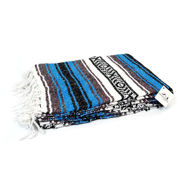 Bright Blue Mexican Falsa Blanket