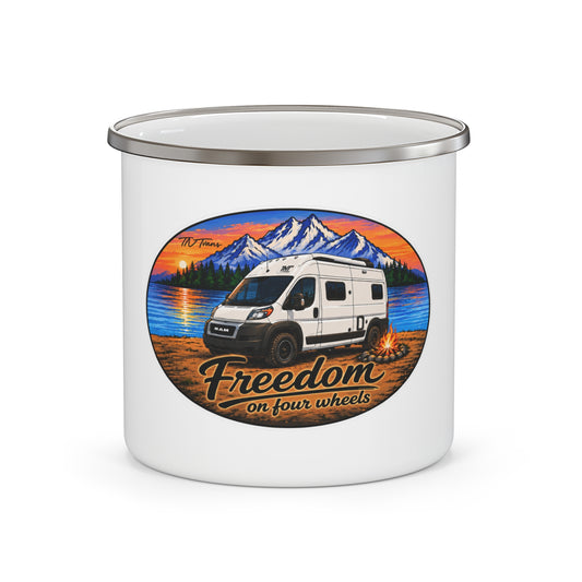 Ram ProMaster Merchandise Freedom on Four Wheels Enamel Camping Mug
