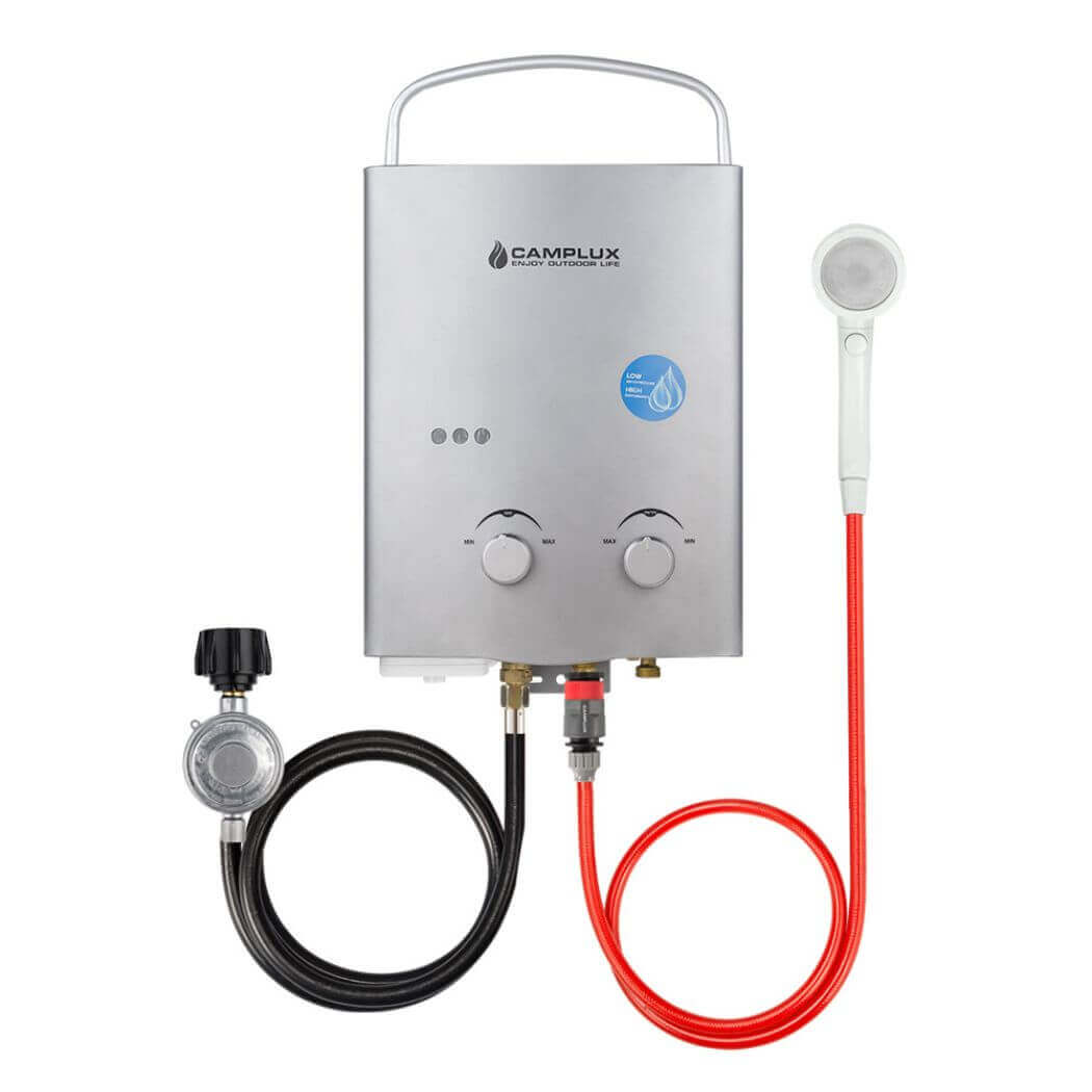 Camplux 5L 1.32 GPM Outdoor Portable Propane Tankless Water Heater - Silver