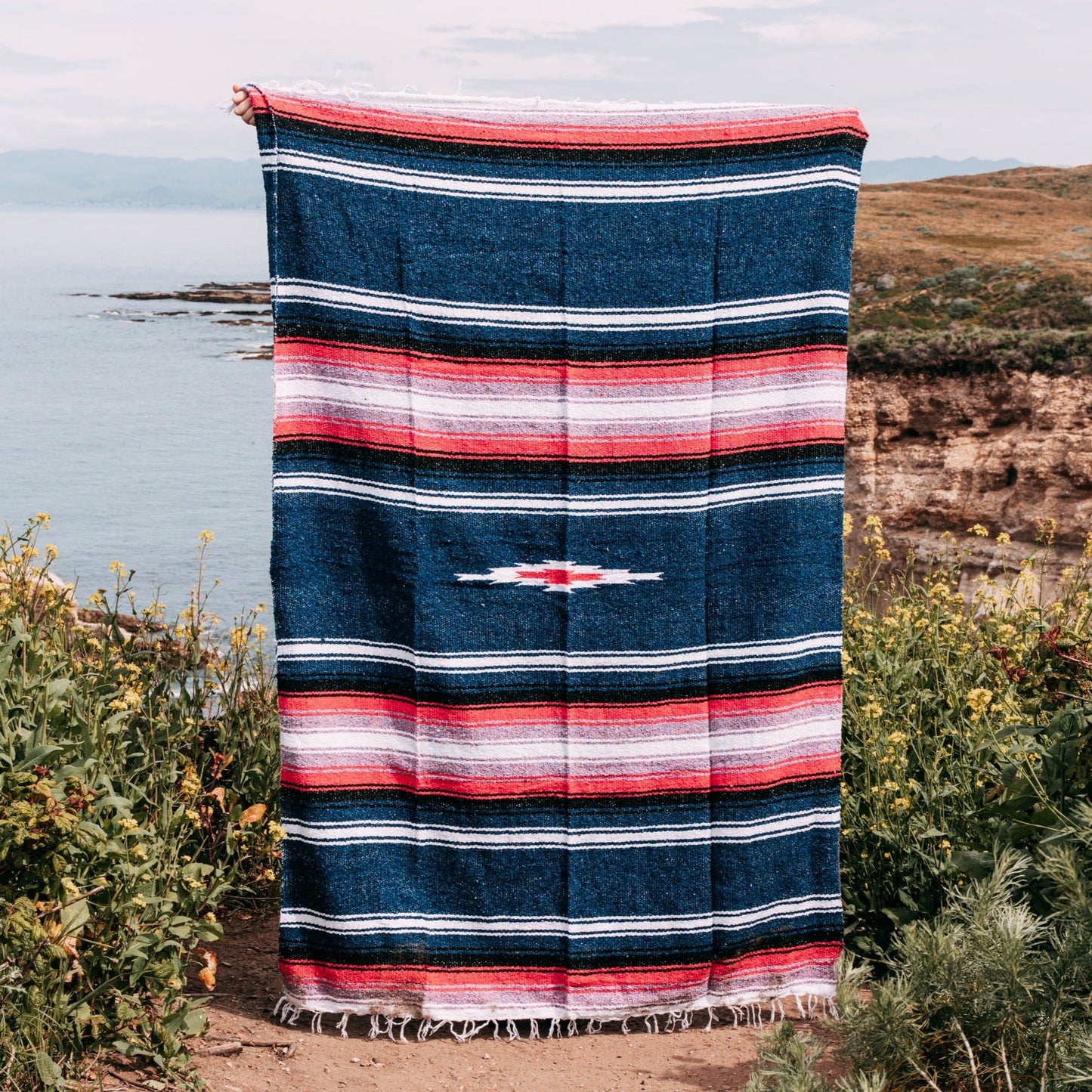 Aegean Blue & Pink Baja Diamond Blanket