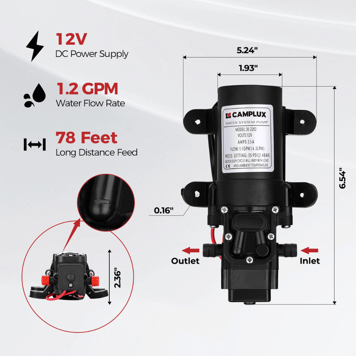 Camplux Pro 6L 1.58 GPM Portable Hot Water Shower With 1.2 GPM Pump