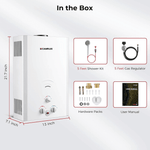 Camplux 2.64 GPM Propane Portable Gas Water Heater With Digital Display, White