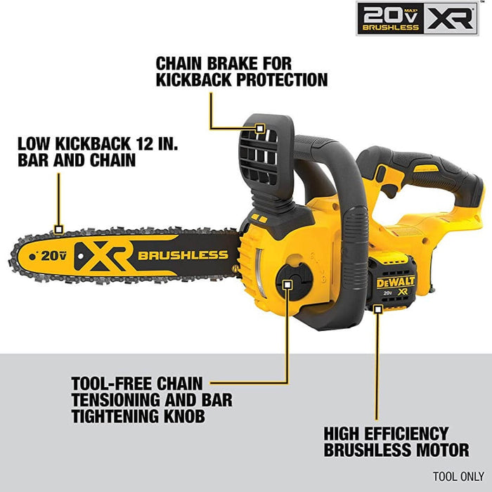 DEWALT DCCS620B 20V MAX* XR® Compact 12 in Cordless Chainsaw (Tool Only)