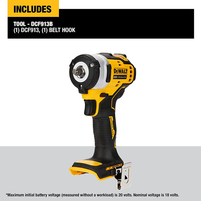 DEWALT DCF913B 20V MAX* 3/8 in. Cordless Impact Wrench with Hog Ring Anvil (Tool Only)