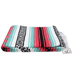 Seafoam Green & Coral Mexican Falsa Blanket