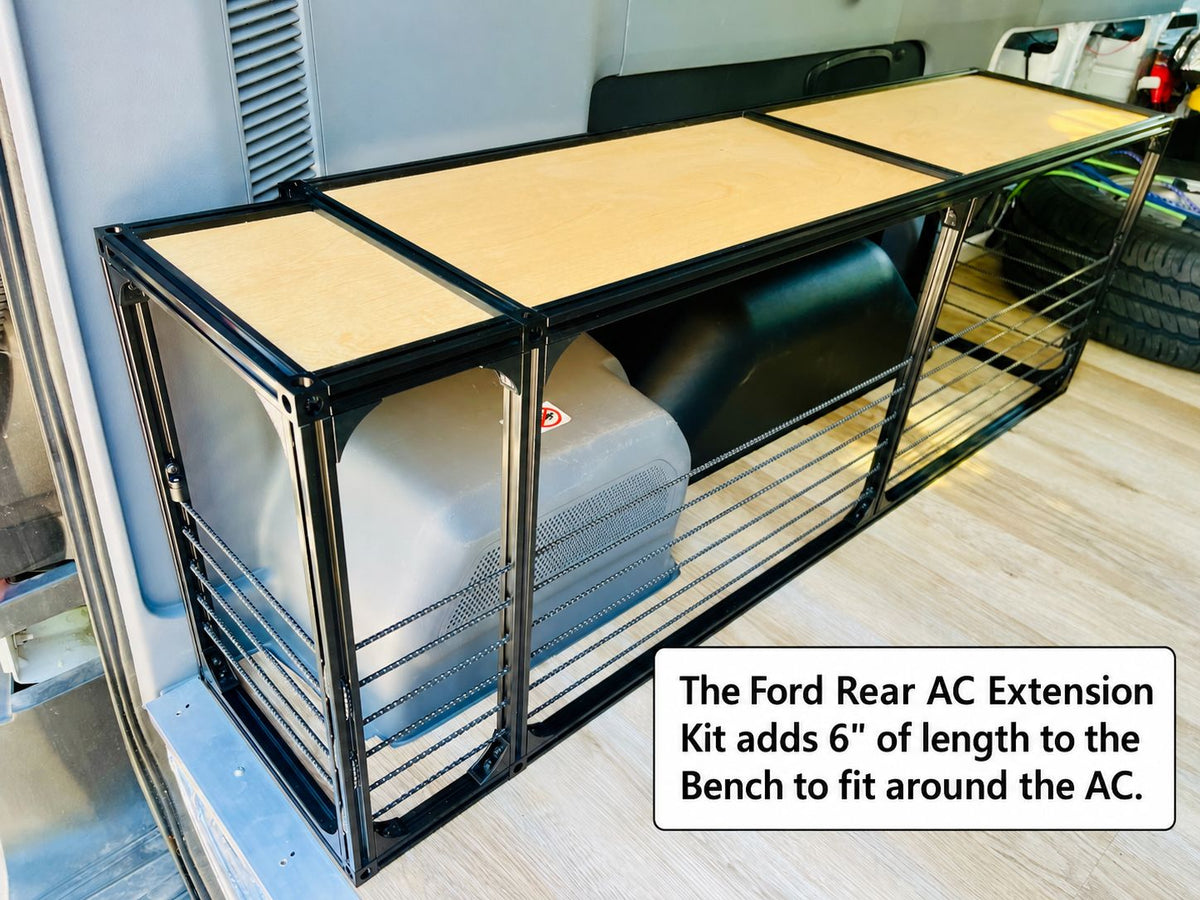 Van Wheel Well Bench Storage - Camper Van Conversion DIY Kit