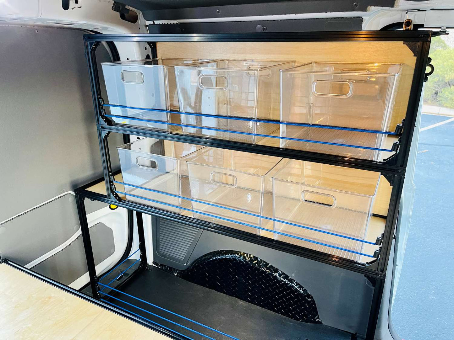 ford transit connect camper conversion diy bed kit and shelving