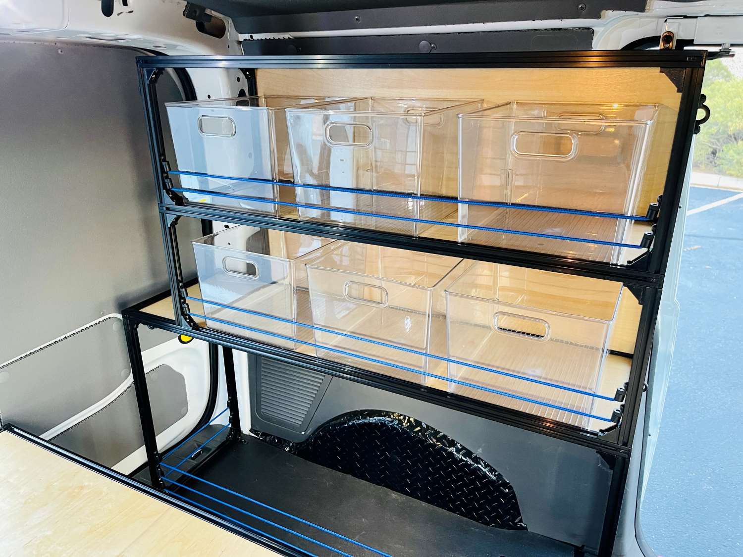 ford transit connect camper conversion diy bed kit and shelving